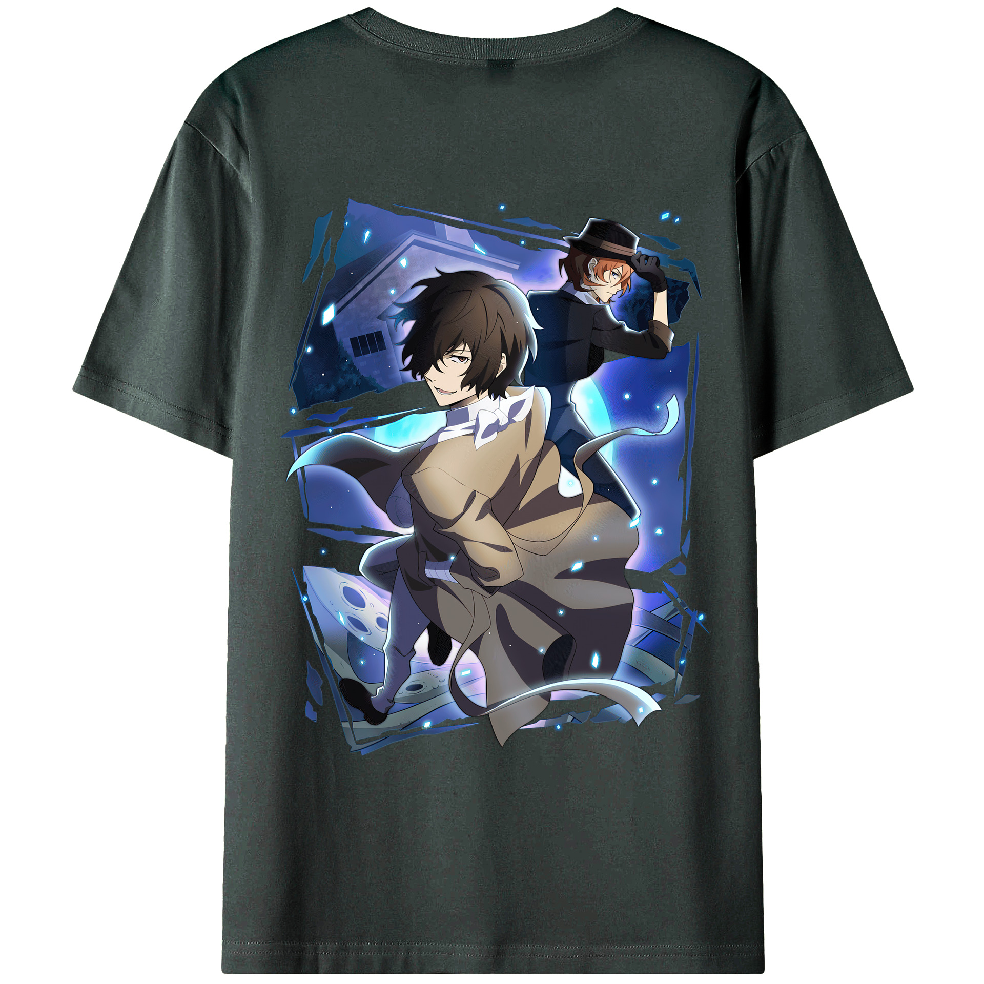 （画像用） 文豪ストレイドッグス Bungo Stray Dogs 綿100％ メンズ半袖Tシャツ（バックプリント） 通気性